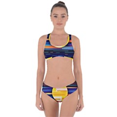 Background Abstract Horizon Criss Cross Bikini Set by Wegoenart