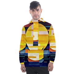 Background Abstract Horizon Men s Front Pocket Pullover Windbreaker