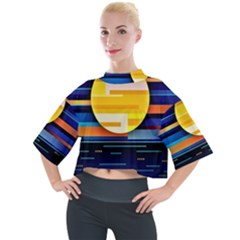 Background Abstract Horizon Mock Neck Tee by Wegoenart