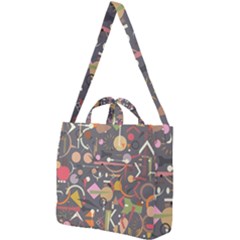 Illustration Shape Tribal Pattern Round Square Shoulder Tote Bag by Wegoenart