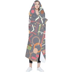 Illustration Shape Tribal Pattern Round Wearable Blanket by Wegoenart