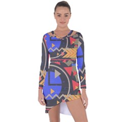 Background Abstract Colors Shapes Asymmetric Cut-out Shift Dress