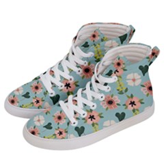 Flower White Pattern Floral Men s Hi-top Skate Sneakers by Wegoenart