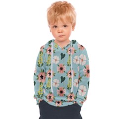 Flower White Pattern Floral Kids  Overhead Hoodie by Wegoenart