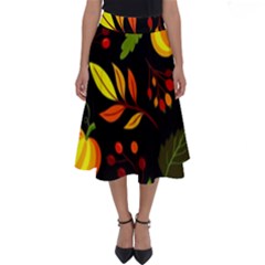 Pumpkin Fall Autumn Pattern Perfect Length Midi Skirt by Wegoenart