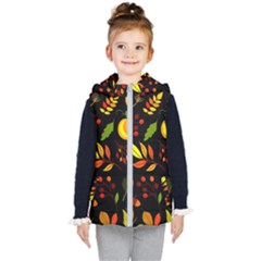 Pumpkin Fall Autumn Pattern Kids  Hooded Puffer Vest by Wegoenart