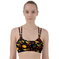 Pumpkin Fall Autumn Pattern Line Them Up Sports Bra by Wegoenart