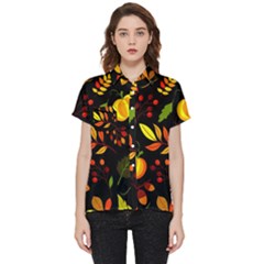 Pumpkin Fall Autumn Pattern Short Sleeve Pocket Shirt by Wegoenart