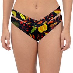 Pumpkin Fall Autumn Pattern Double Strap Halter Bikini Bottom by Wegoenart