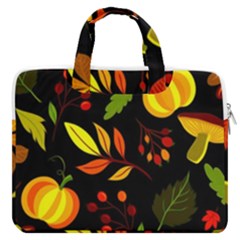 Pumpkin Fall Autumn Pattern Macbook Pro 13  Double Pocket Laptop Bag by Wegoenart