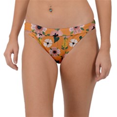 Flower White Pattern Floral Band Bikini Bottom by Wegoenart