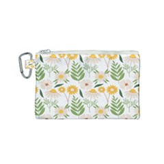 Flower White Pattern Floral Nature Canvas Cosmetic Bag (small) by Wegoenart