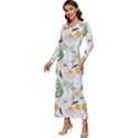 Flower White Pattern Floral Nature Long Sleeve Velour Longline Maxi Dress View2