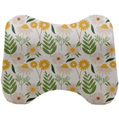 Flower White Pattern Floral Nature Head Support Cushion by Wegoenart