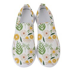 Flower White Pattern Floral Nature Women s Slip On Sneakers by Wegoenart