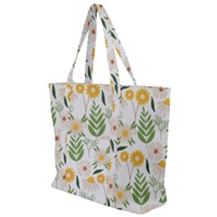 Flower White Pattern Floral Nature Zip Up Canvas Bag by Wegoenart