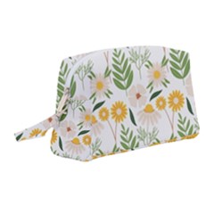 Flower White Pattern Floral Nature Wristlet Pouch Bag (medium) by Wegoenart