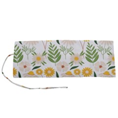 Flower White Pattern Floral Nature Roll Up Canvas Pencil Holder (s) by Wegoenart