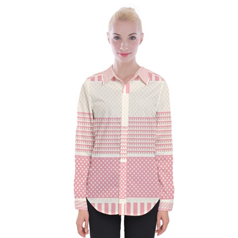 Background Pink Beige Decorative Womens Long Sleeve Shirt by Wegoenart