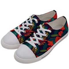 Leaves Pattern Wallpaper Seamless Men s Low Top Canvas Sneakers by Wegoenart