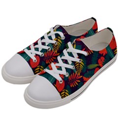 Leaves Pattern Wallpaper Seamless Women s Low Top Canvas Sneakers by Wegoenart