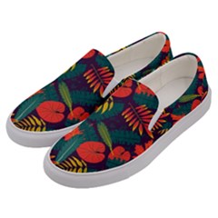 Leaves Pattern Wallpaper Seamless Men s Canvas Slip Ons