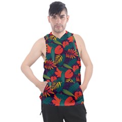 Leaves Pattern Wallpaper Seamless Men s Sleeveless Hoodie by Wegoenart