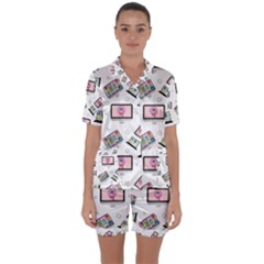 Computer Technology Communication Satin Short Sleeve Pajamas Set by Wegoenart