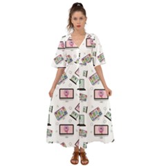 Computer Technology Communication Kimono Sleeve Boho Dress by Wegoenart