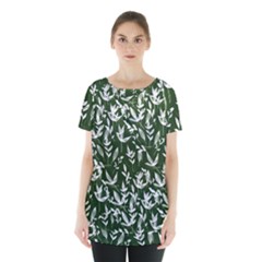 Leaves Pattern Wallpaper Watercolor Skirt Hem Sports Top by Wegoenart