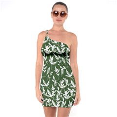 Leaves Pattern Wallpaper Watercolor One Soulder Bodycon Dress by Wegoenart