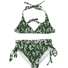 Leaves Pattern Wallpaper Watercolor Kids  Classic Bikini Set by Wegoenart