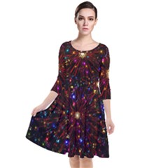 Abstract Background Star Wallpaper Quarter Sleeve Waist Band Dress by Wegoenart