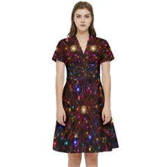 Abstract Background Star Wallpaper Short Sleeve Waist Detail Dress by Wegoenart