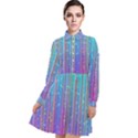 Blue Magenta Speckles Line Long Sleeve Chiffon Shirt Dress View1