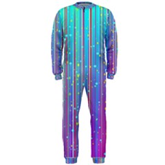 Blue Magenta Speckles Line Onepiece Jumpsuit (men) by Wegoenart