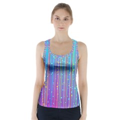 Blue Magenta Speckles Line Racer Back Sports Top by Wegoenart