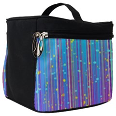 Blue Magenta Speckles Line Make Up Travel Bag (big) by Wegoenart