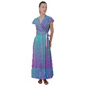 Blue Magenta Speckles Line Flutter Sleeve Maxi Dress View1