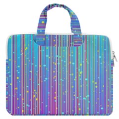 Blue Magenta Speckles Line Macbook Pro 13  Double Pocket Laptop Bag by Wegoenart