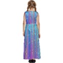 Blue Magenta Speckles Line Kids  Satin Sleeveless Maxi Dress View4