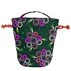 Floral Pattern Non Seamless Flower Drawstring Bucket Bag by Wegoenart