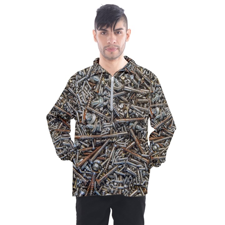 Screws Scrap Metal Rusted Screw Art Men s Half Zip Pullover