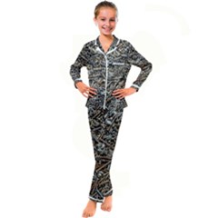 Screws Scrap Metal Rusted Screw Art Kid s Satin Long Sleeve Pajamas Set by Wegoenart