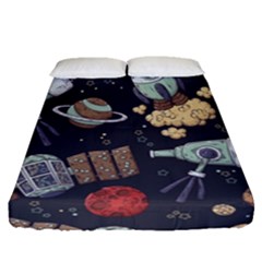 Hand-drawn-pattern-space-elements-collection Fitted Sheet (queen Size)