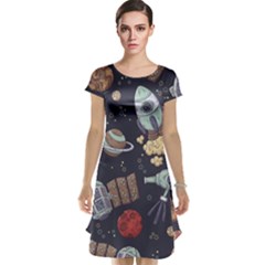 Hand-drawn-pattern-space-elements-collection Cap Sleeve Nightdress