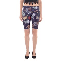 Hand-drawn-pattern-space-elements-collection Yoga Cropped Leggings