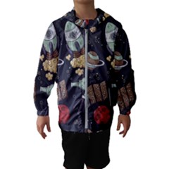 Hand-drawn-pattern-space-elements-collection Kids  Hooded Windbreaker