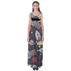 Hand-drawn-pattern-space-elements-collection Empire Waist Maxi Dress by Jancukart