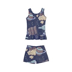 Hand-drawn-pattern-space-elements-collection Kids  Boyleg Swimsuit